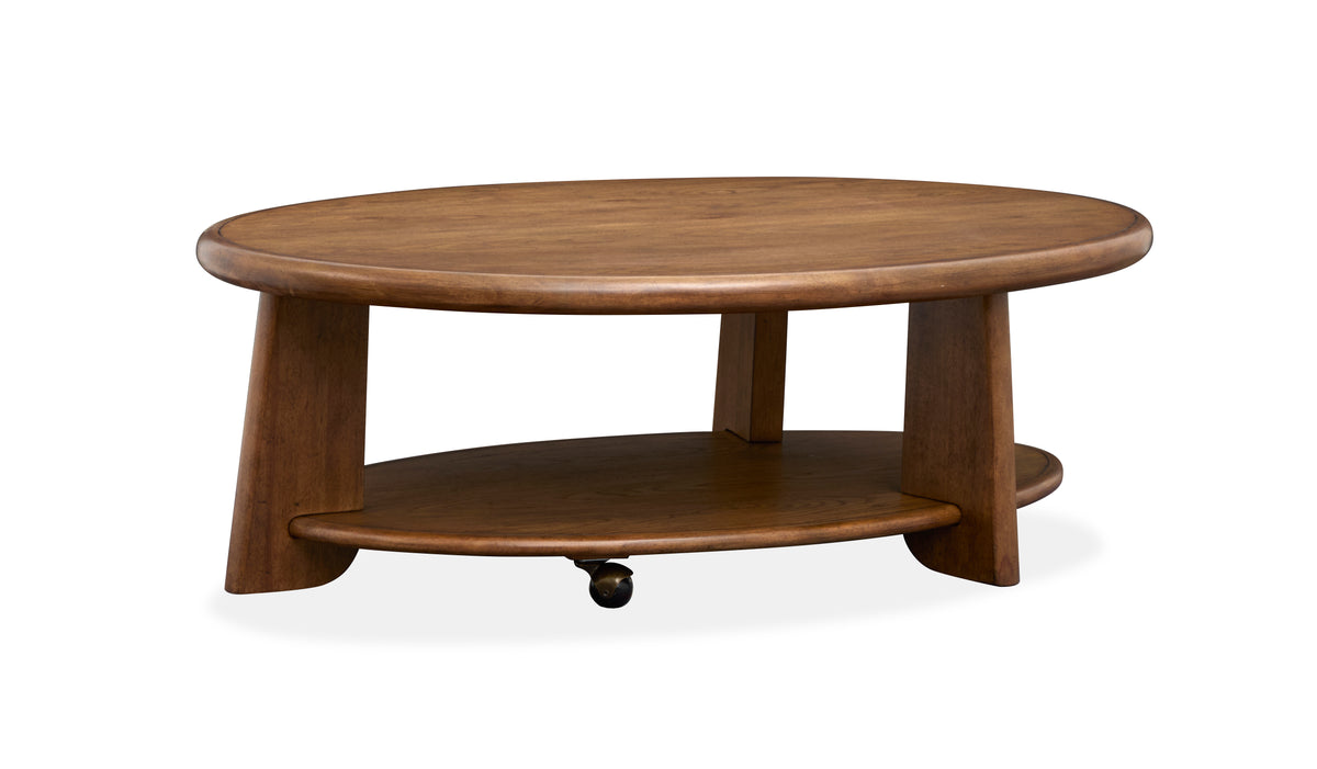 Tanner Tawny Brown Oval Cocktail Table With Casters - T6354-47