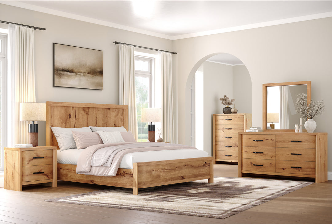 Laramie Honey Wheat King Panel Bed - B6433-64