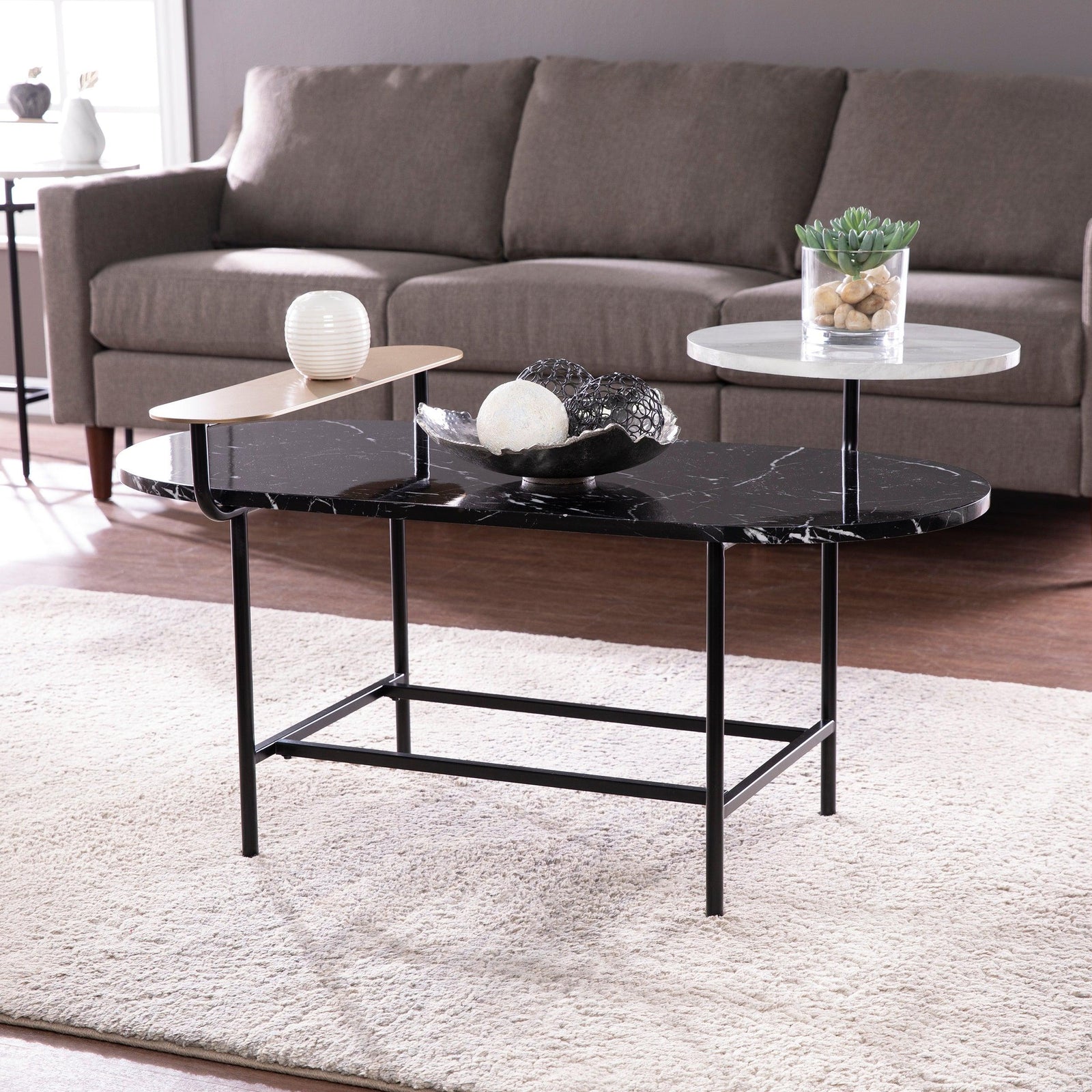 SEI Furniture Arcklid Faux Marble Cocktail Table w/ Storage COFFEE TABLES