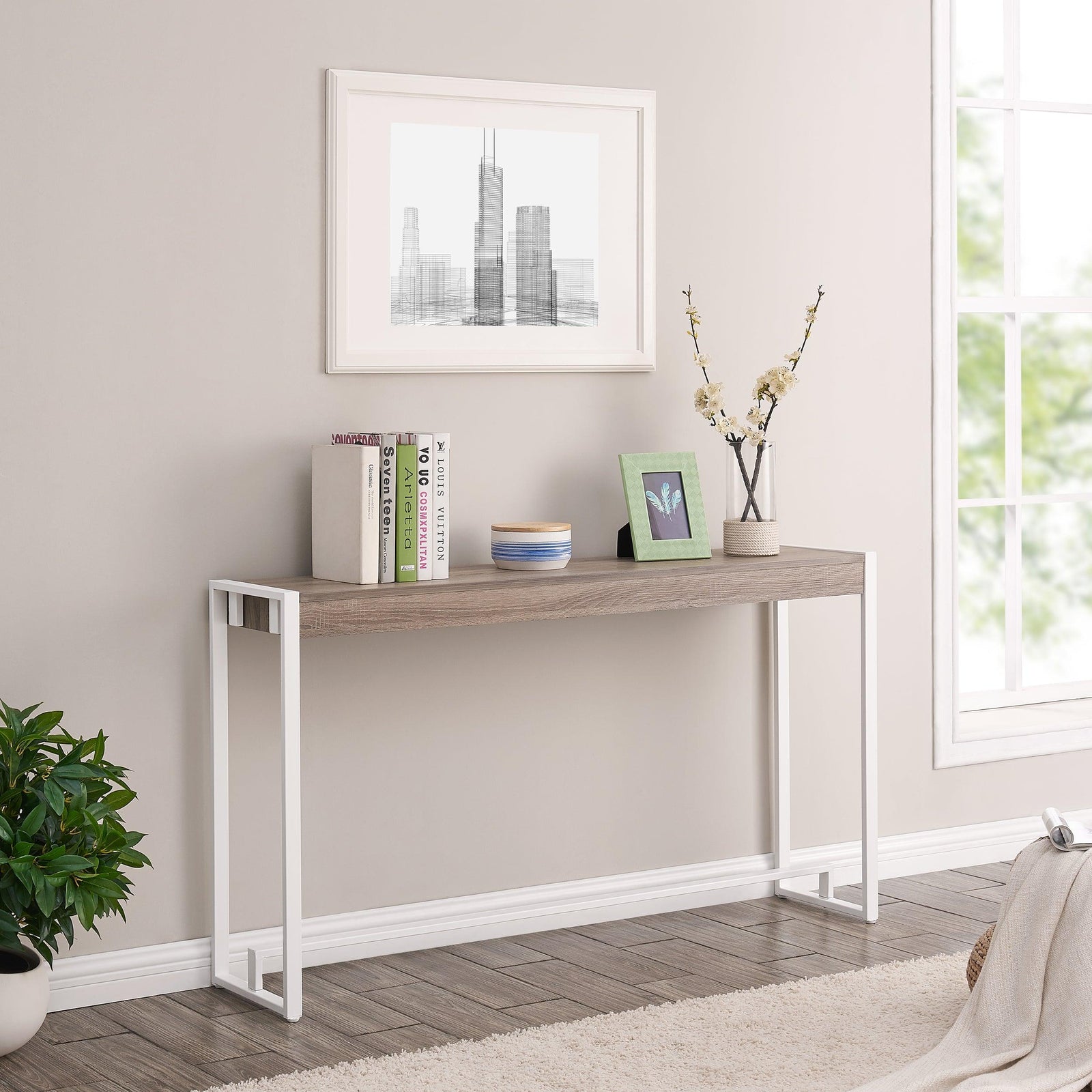 SEI Furniture Holly & Martin Macen Console - Mocha Gray w/ White CONSOLE TABLES