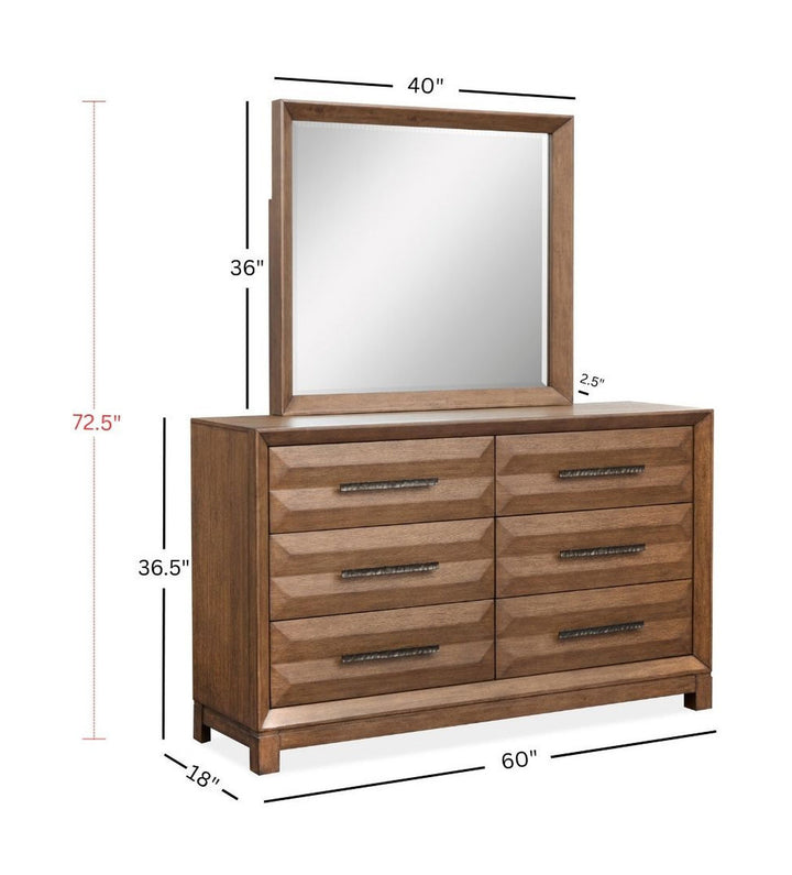 Callisto Bourbon Brown Double Drawer Dresser With Landscape Mirror - B6396-2240