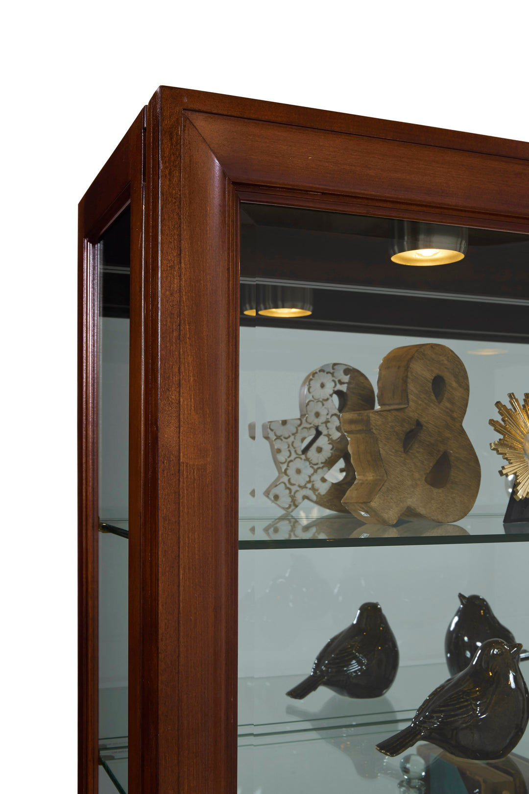 Curios Chocolate Cherry Sliding Door 5 Shelf Curio Cabinet - 20661