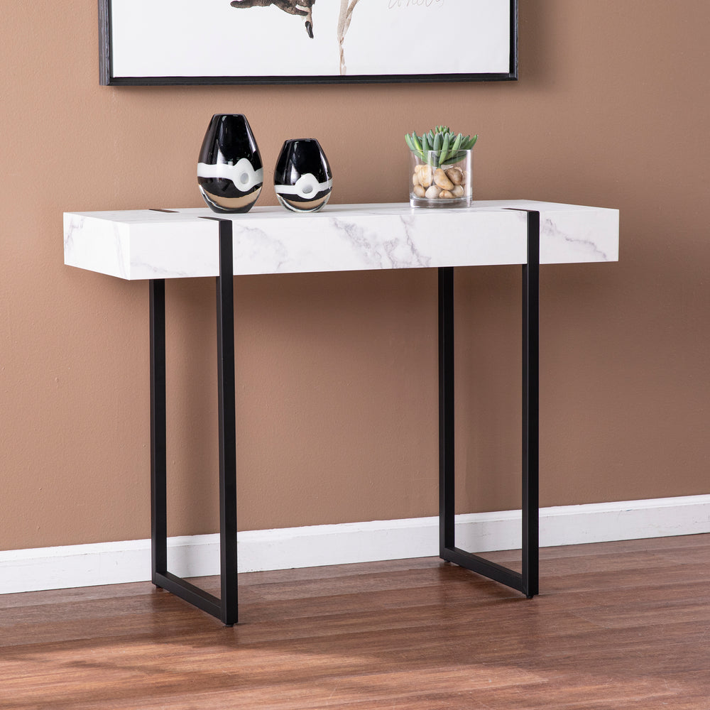 American Home Furniture | SEI Furniture - Rangley Modern Faux Marble Console Table