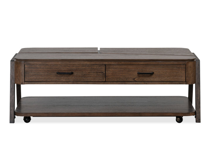 Hallie Milk Chocolate And Dark Chocolate Lift Top Storage Cocktail Table With Casters - T6355-50