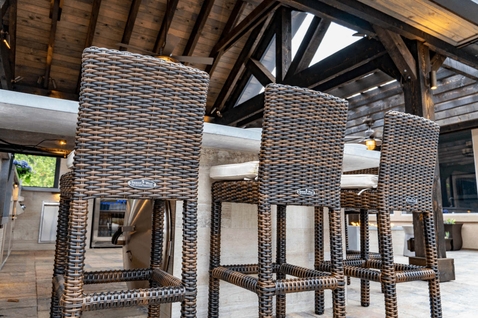 American Home Furniture | Sunset West - Montecito Barstool in Canvas Flax w/ Self Welt