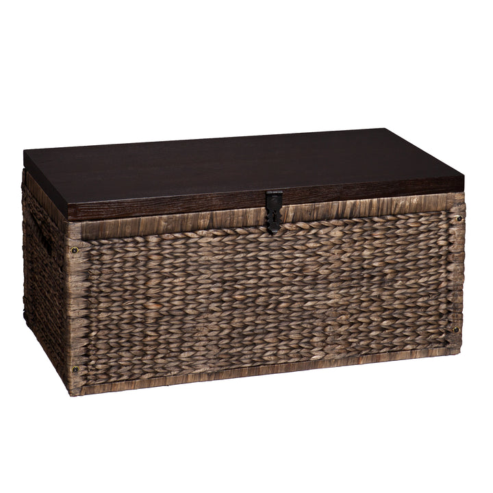 American Home Furniture | SEI Furniture - Harrowell Water Hyacinth Storage Trunk - Blackwashed w/ Espresso