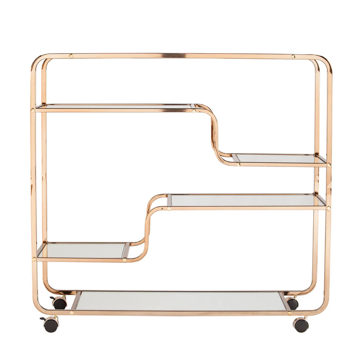 Maylynn Art Deco Mirrored Bar Cart - AmericanHomeFurniture