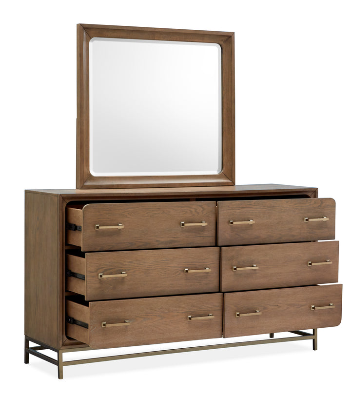 Lindon Belgian Wheat And Coffee Bean Double Drawer Dresser With Landscape Mirror - B5570-2240