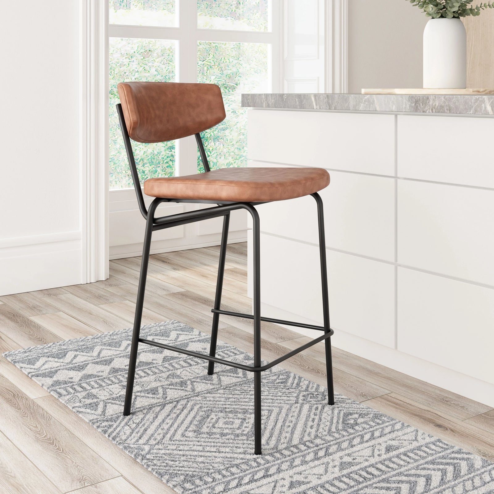 Zuo Charon Counter Stool (Set of 2) Vintage Brown BAR STOOLS + COUNTER STOOLS