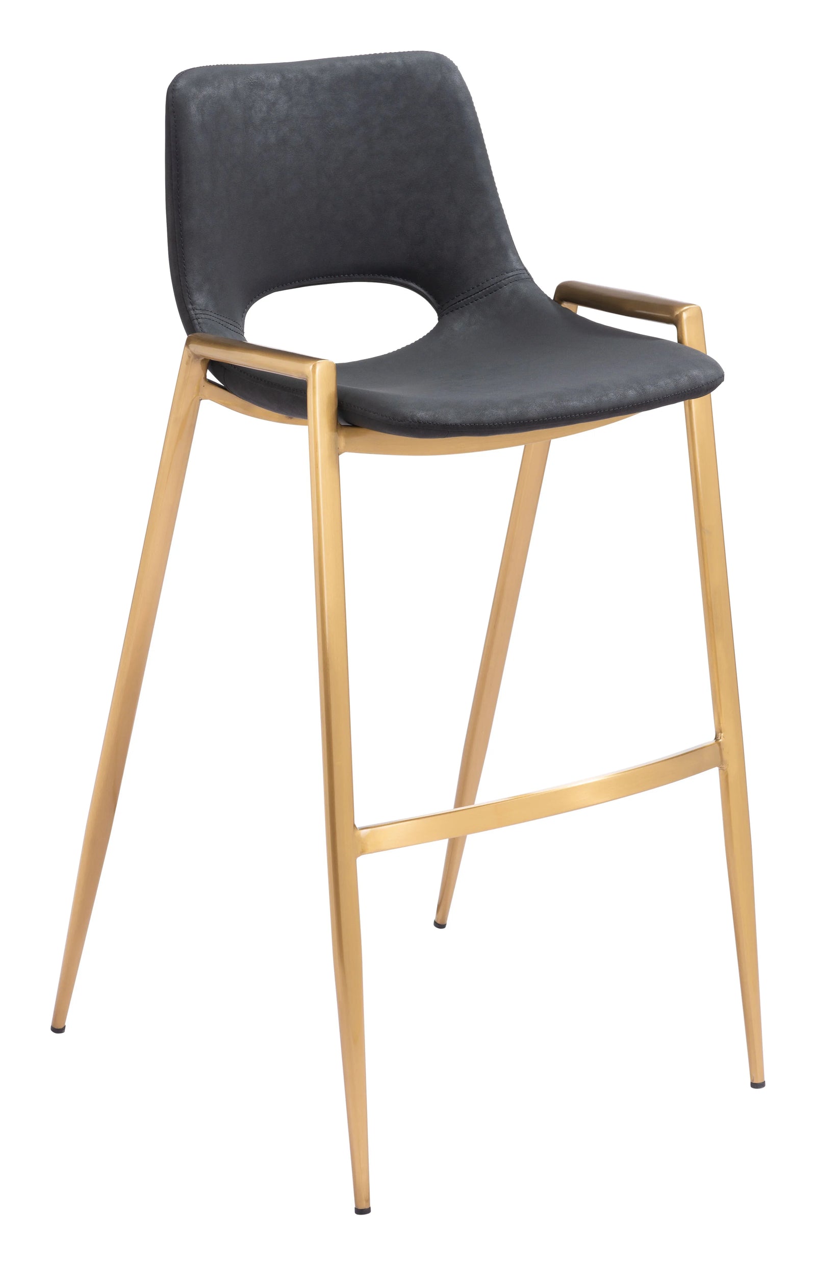 Zuo Desi Barstool (Set of 2) Black & Gold BAR STOOLS + COUNTER STOOLS