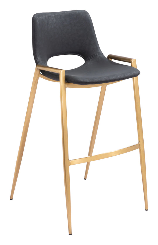 Zuo Desi Barstool (Set of 2) Black & Gold BAR STOOLS + COUNTER STOOLS