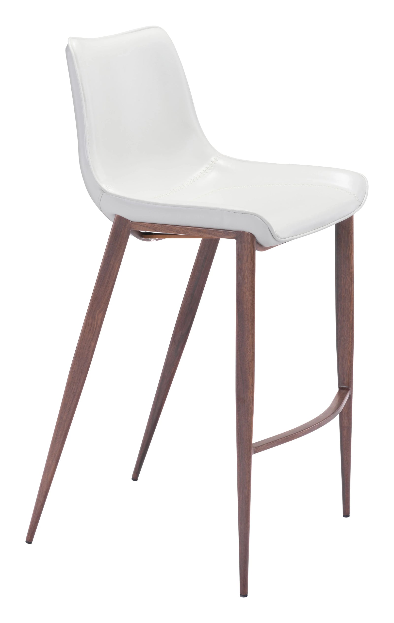 Zuo Magnus Barstool (Set of 2) White & Walnut BAR STOOLS + COUNTER STOOLS