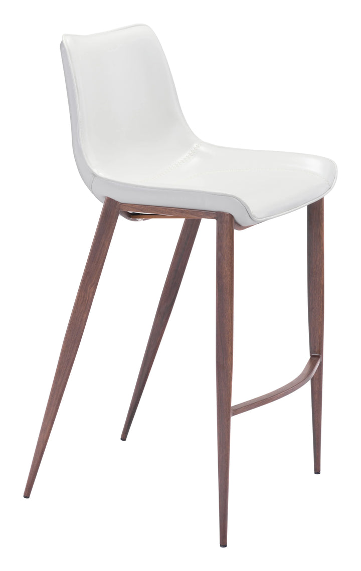 Magnus Barstool (Set of 2) White & Walnut - AmericanHomeFurniture