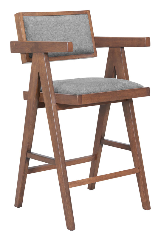 Zuo Delhi Counter Stool (Set of 2) Gray & Walnut BAR STOOLS + COUNTER STOOLS