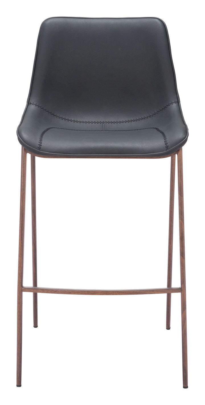 Magnus Barstool (Set of 2) Black & Walnut - AmericanHomeFurniture