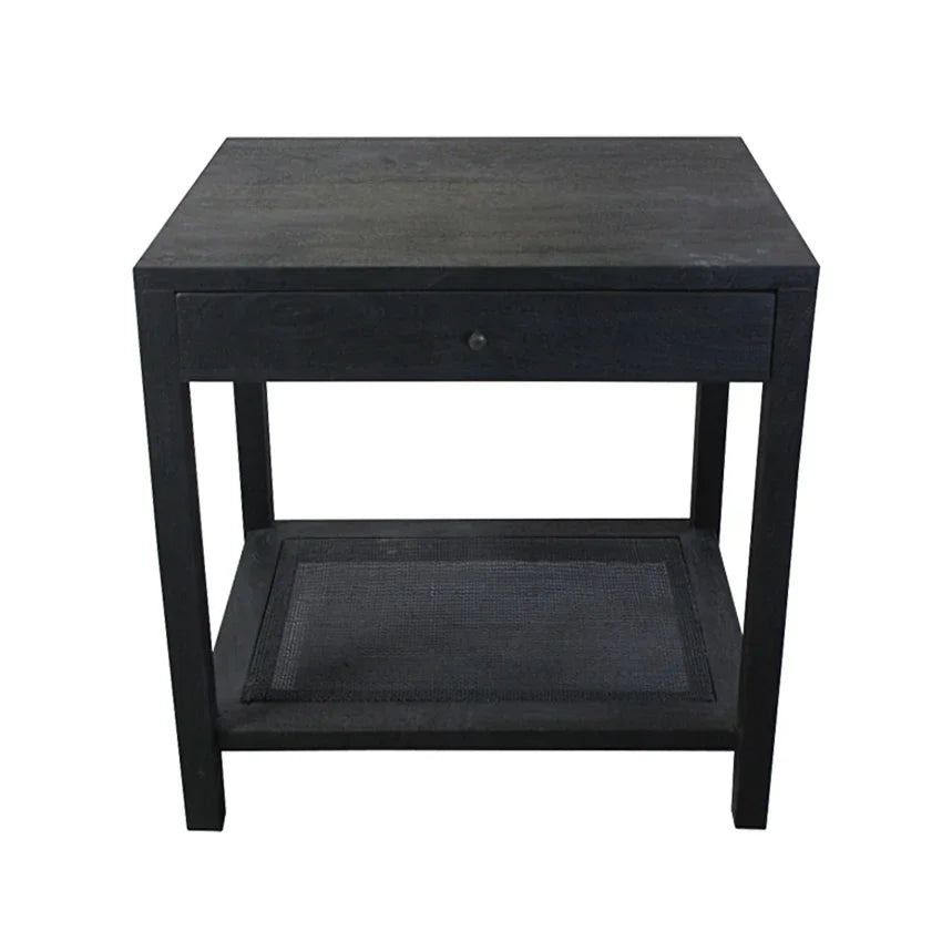 Barbados Black Cane End Table - AmericanHomeFurniture