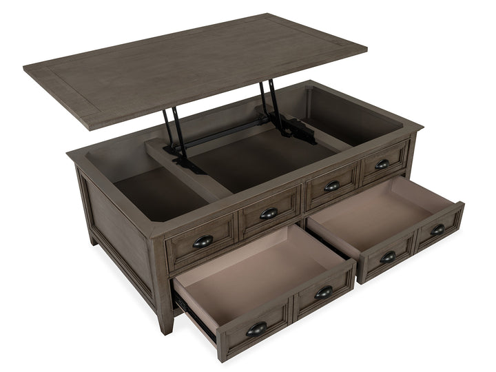 Paxton Place Dovetail Grey Lift Top Storage Cocktail Table With Casters - T4805-50