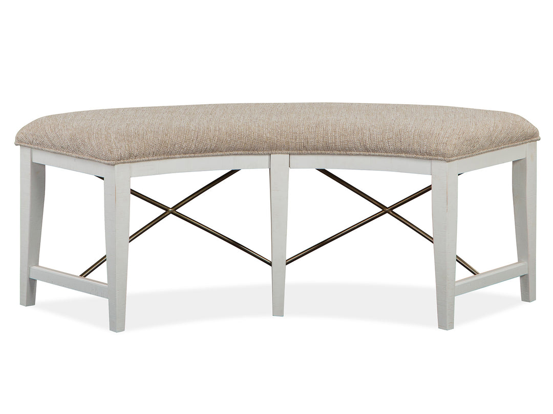 Heron Cove Chalk White And Dovetail Grey Upholstered Curved Bench - D4400-67