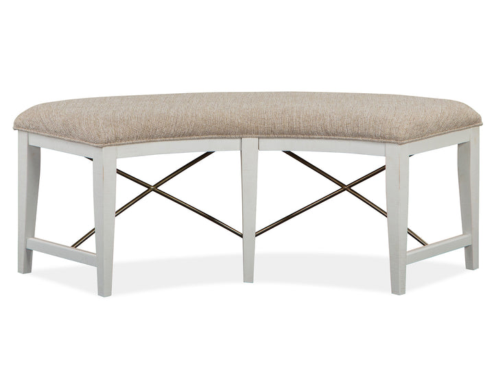 Heron Cove Chalk White And Dovetail Grey Upholstered Curved Bench - D4400-67