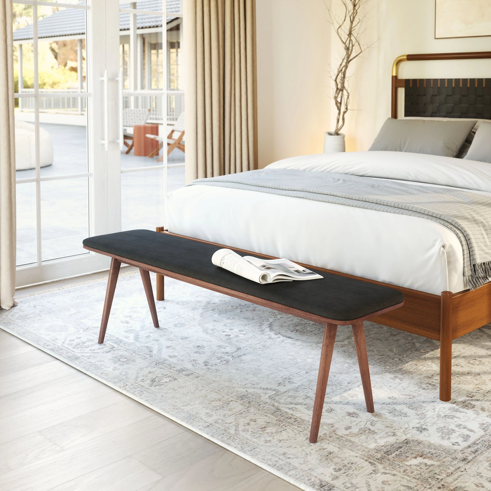 Zuo Kazwali Bench Black & Walnut BENCHES
