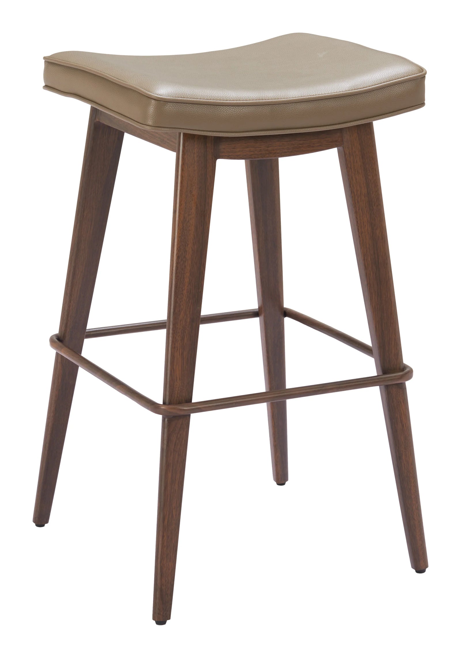 Zuo Divat Barstool (Set of 2) Taupe & Walnut BAR STOOLS + COUNTER STOOLS