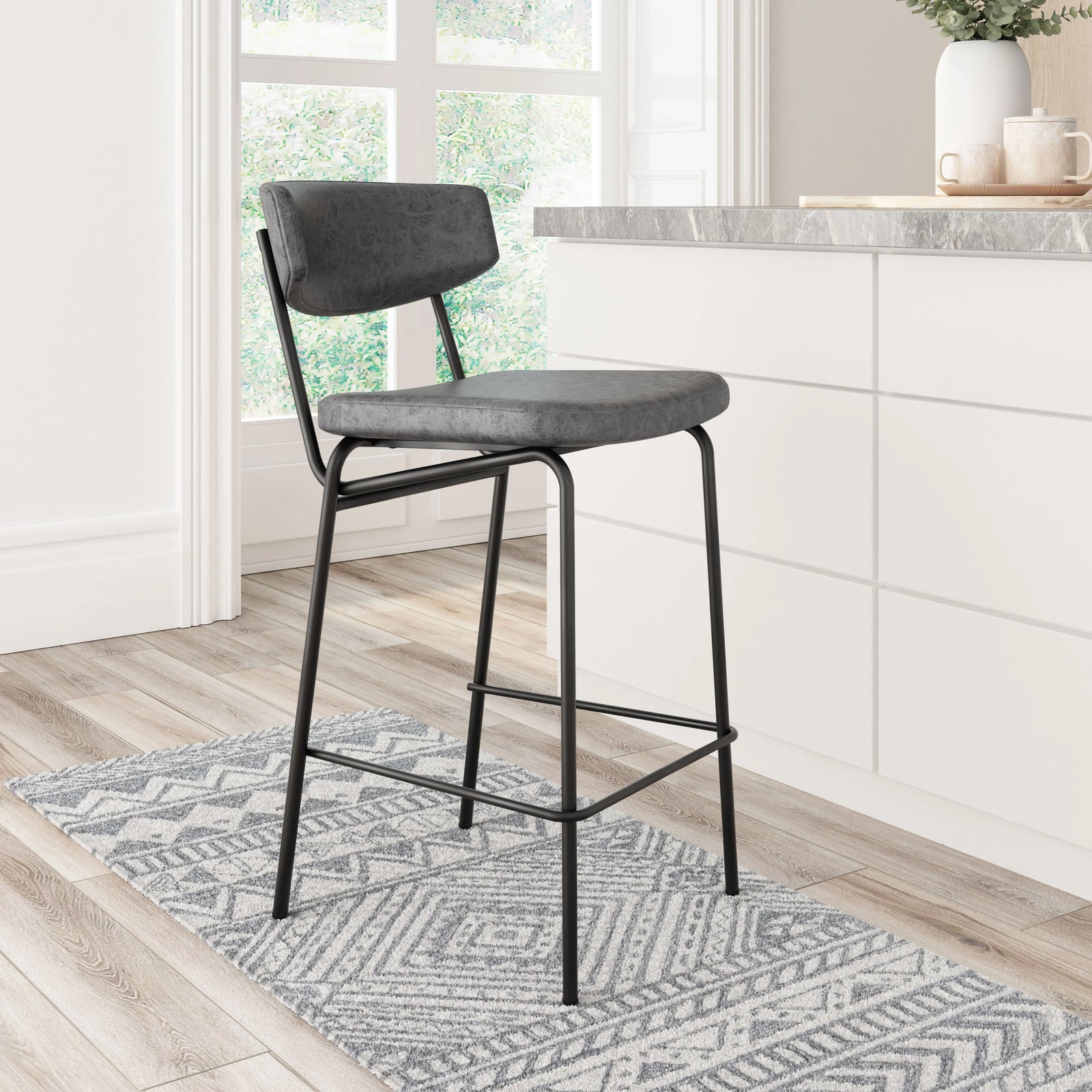 Zuo Charon Counter Stool (Set of 2) Vintage Black BAR STOOLS + COUNTER STOOLS