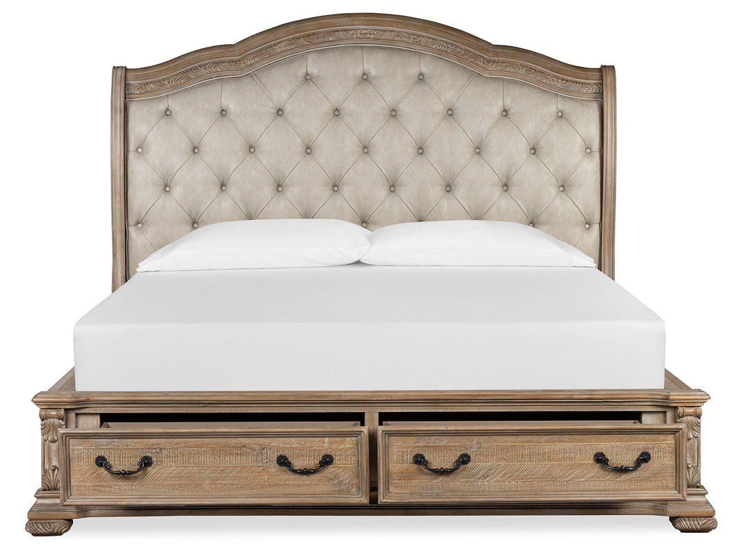 Marisol Fawn Upholstered Sleigh Storage Bed