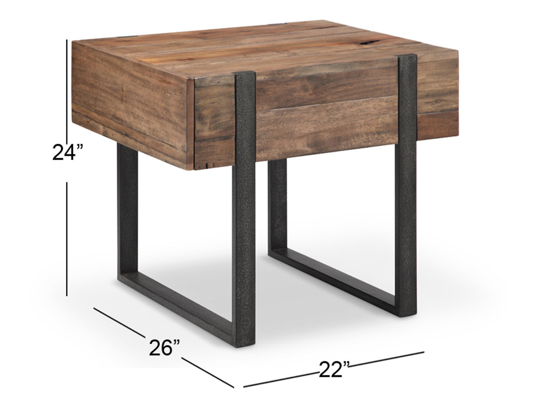 Prescott Rustic Honey And Distressed Iron Rectangular End Table - T4344-03