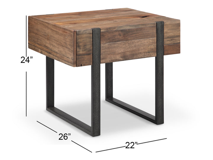Prescott Rustic Honey And Distressed Iron Rectangular End Table - T4344-03