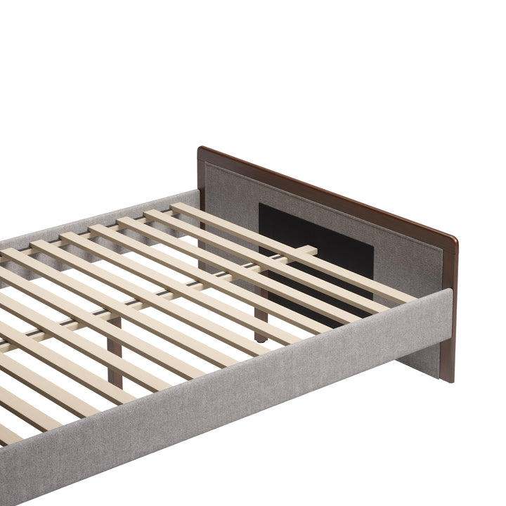 Somune Queen Bed Gray & Walnut