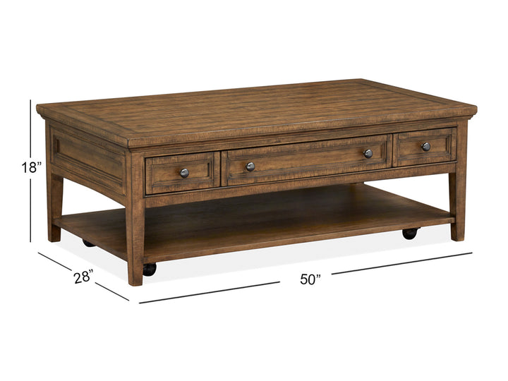 Bay Creek Toasted Nutmeg Rectangular Cocktail Table With Casters - T4398-43