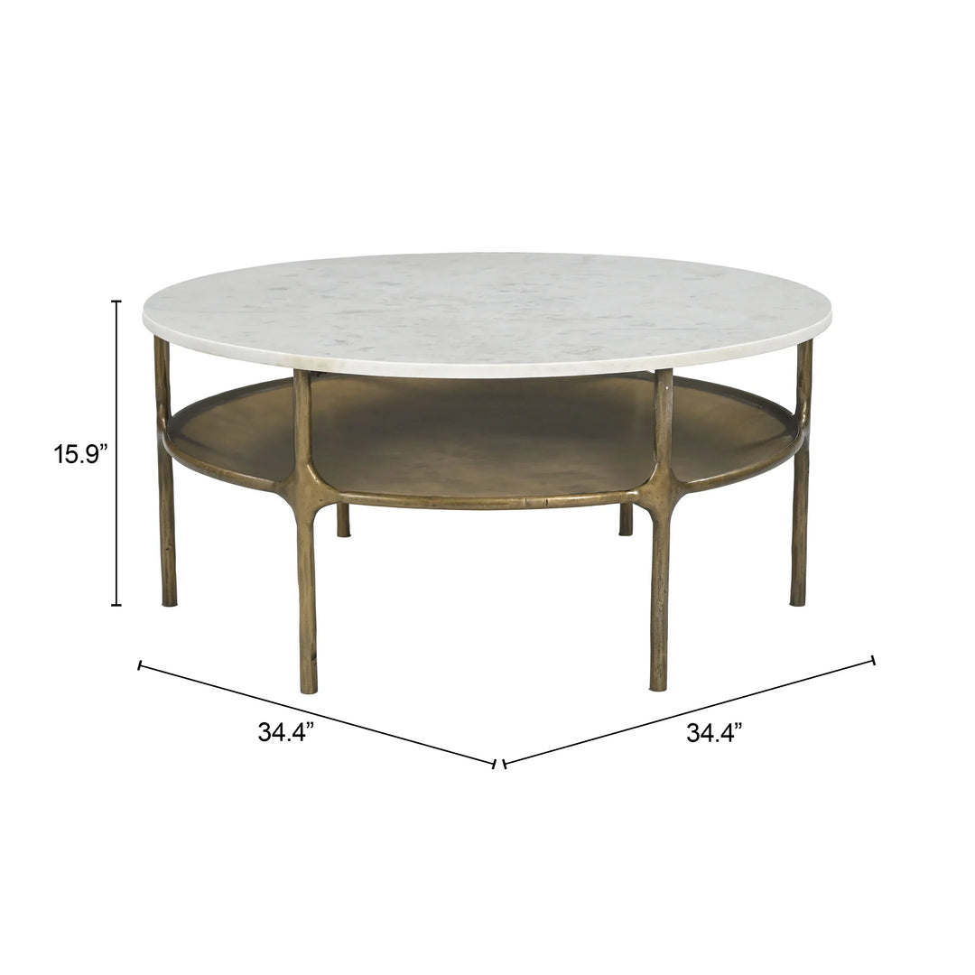 Bild Coffee Table White & Brass - AmericanHomeFurniture