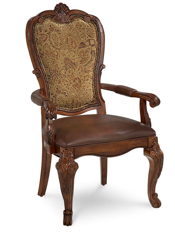 Old World Upholstered Back Arm Chair - Set of 2