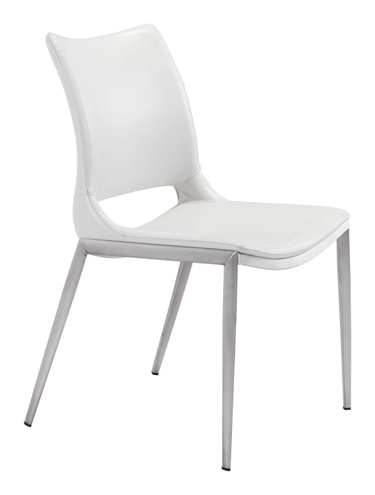 Zuo Ace Dining Chair (Set of 2) White & Silver DINING CHAIRS