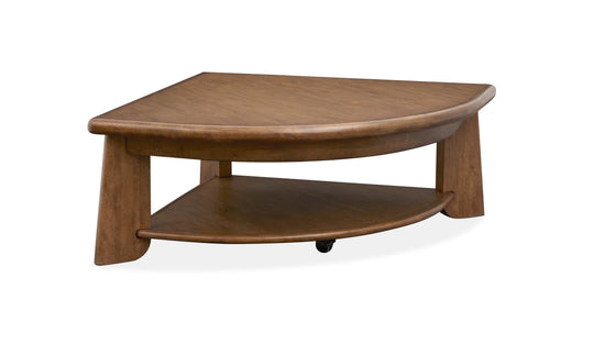 Tanner Tawny Brown Pie Shaped Lift Top Cocktail Table With Casters - T6354-65