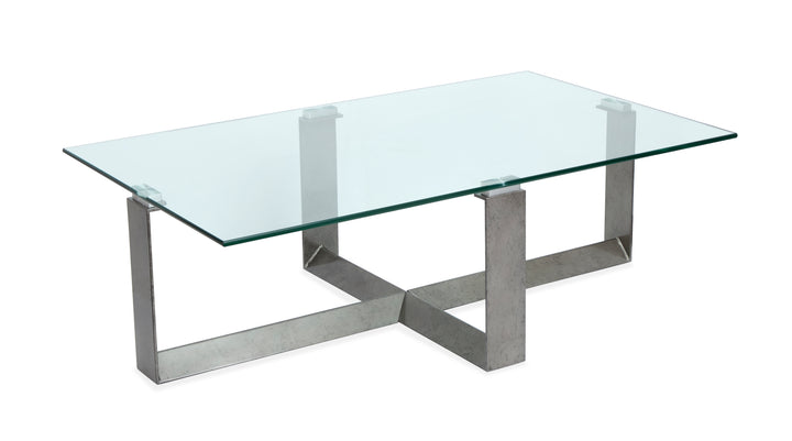 Holden Aged Pewter And Chrome Pucks Rectangular Cocktail Table - T6456-43