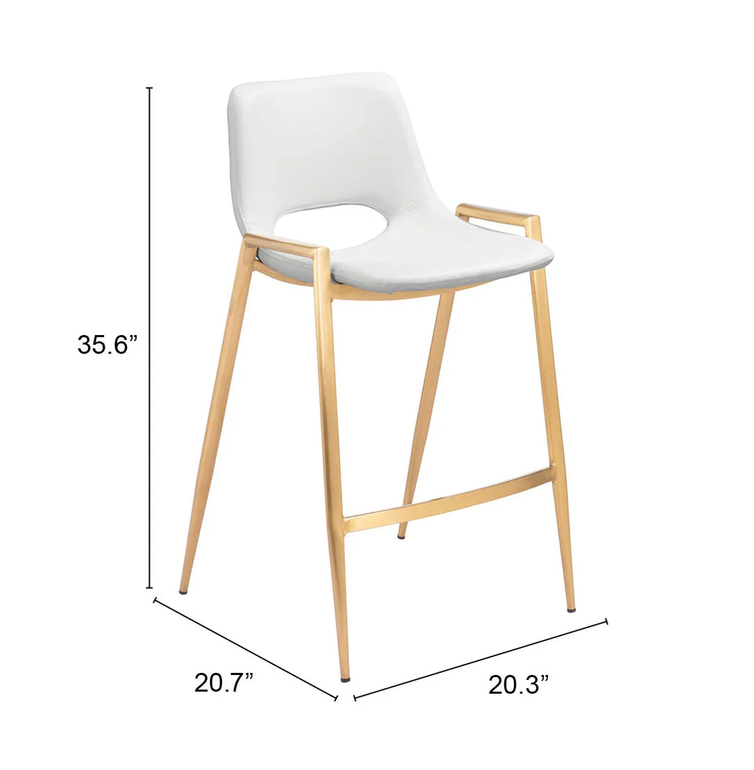 Desi Counter Stool (Set of 2) White & Gold - AmericanHomeFurniture