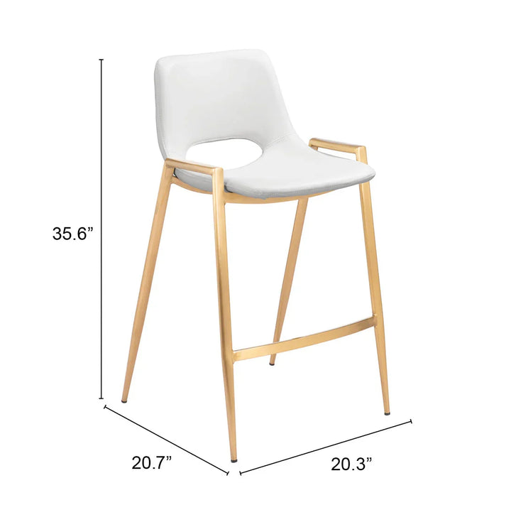 Desi Counter Stool (Set of 2) White & Gold - AmericanHomeFurniture