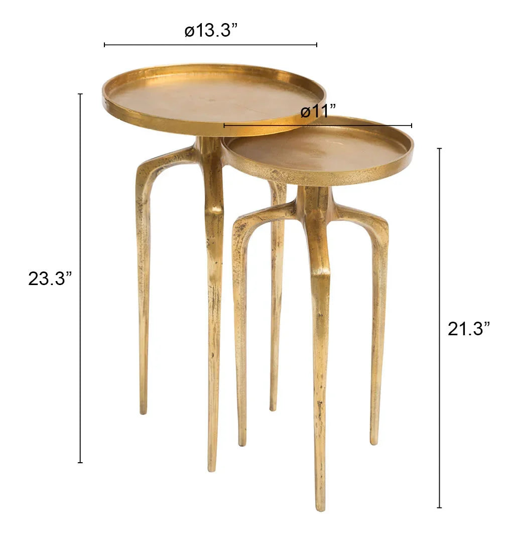 Como Accent Table Set (2-Piece) Antique Gold - AmericanHomeFurniture