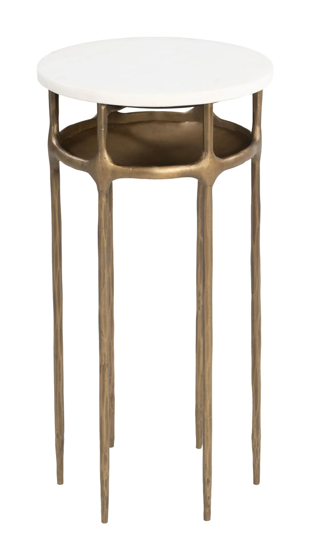 Bild Side Table White & Brass - AmericanHomeFurniture