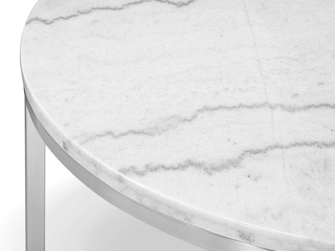 Esme White Marble And Brushed Nickel Round Cocktail Table - T5763-45