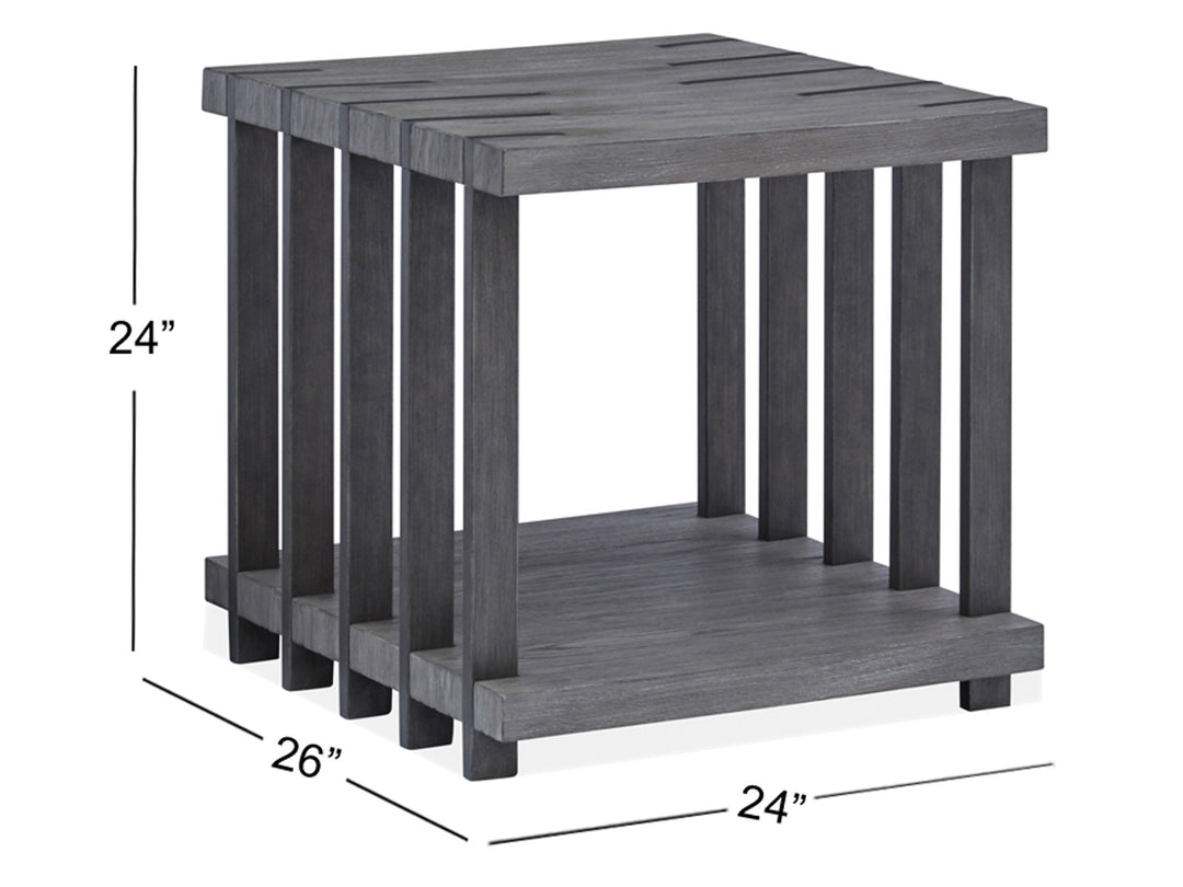 Eldridge Weathered Gravel And Satin Bronze Rectangular End Table - T4917-03