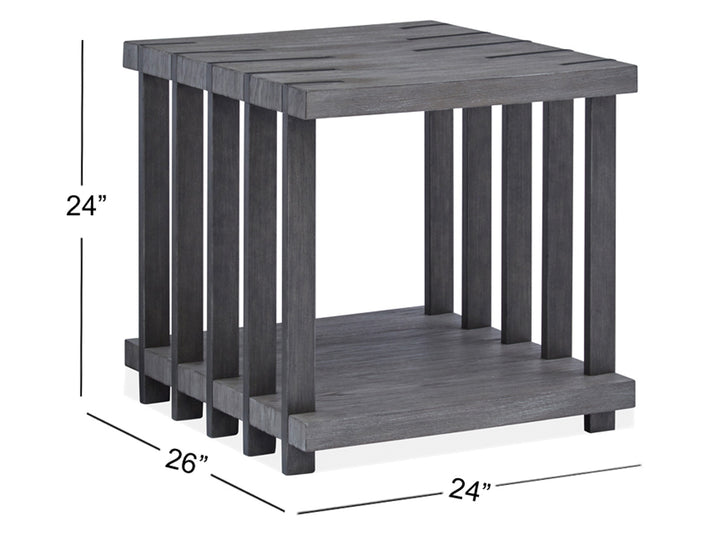 Eldridge Weathered Gravel And Satin Bronze Rectangular End Table - T4917-03