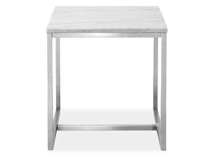 Esme White Marble And Brushed Nickel Rectangular End Table - T5763-03