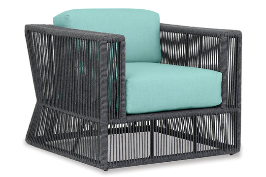 Milano Club Chair in Dupione Celeste w/ Self Welt