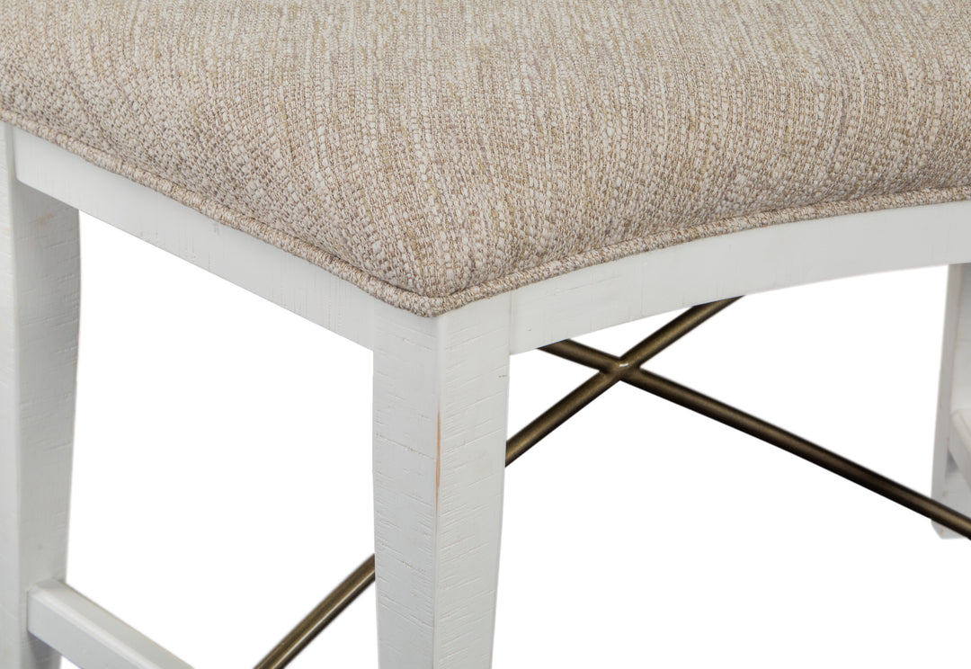 Heron Cove Chalk White And Dovetail Grey Upholstered Curved Bench - D4400-67