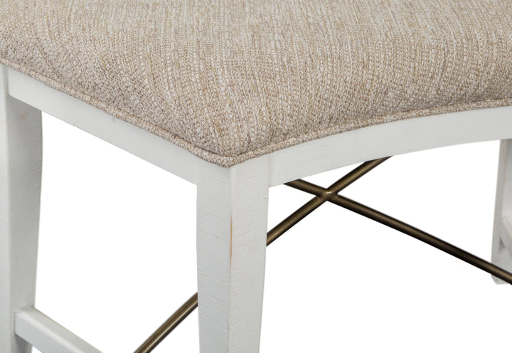 Heron Cove Chalk White And Dovetail Grey Upholstered Curved Bench - D4400-67