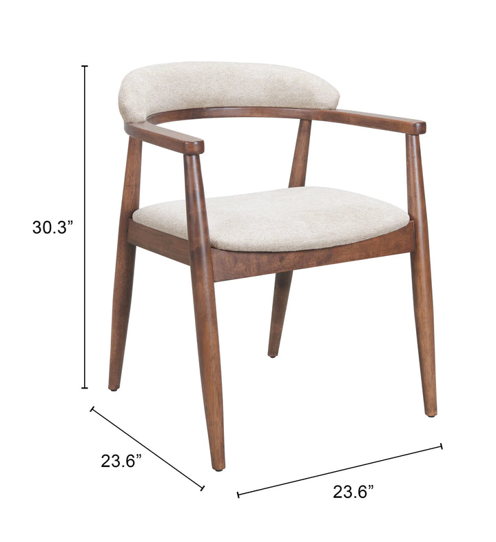 Goka Dining Chair Beige & Walnut - AmericanHomeFurniture