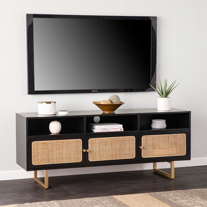 Mursley Media Cabinet w/ Storage - Black - AmericanHomeFurniture