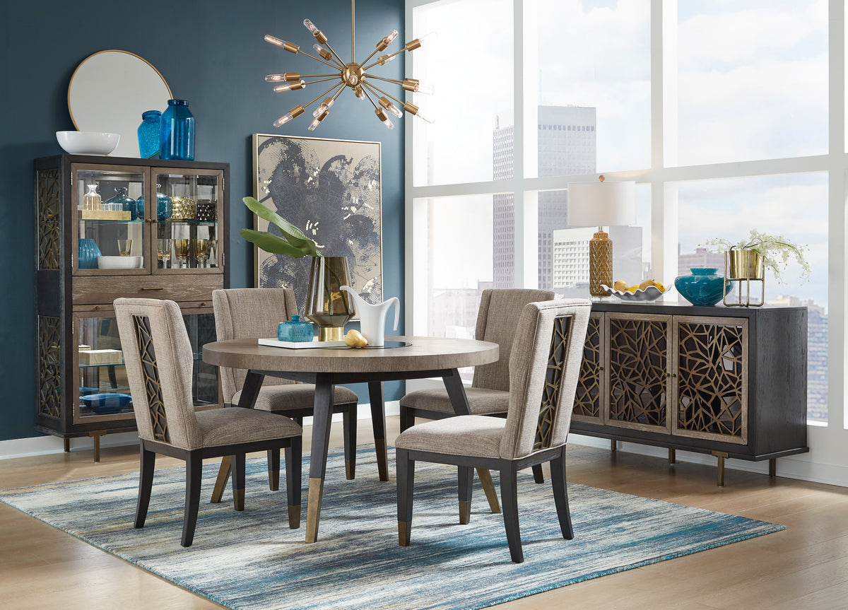Ryker Nocturn Black And Coventry Grey Round Dining Table - D5013-24
